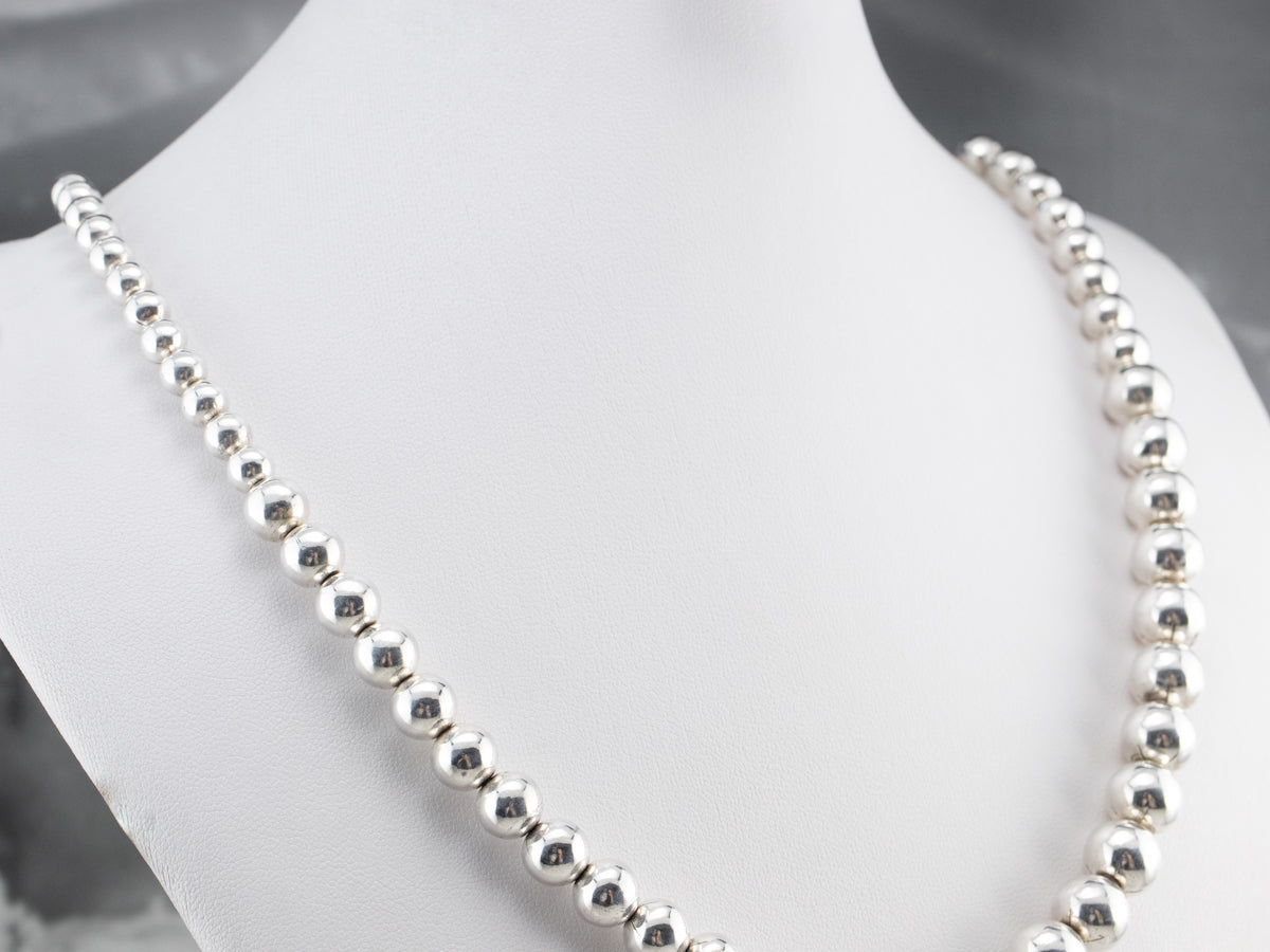 Sterling Silver Graduated Beaded Ball Necklace