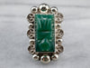 Carved Green Onyx Sterling Silver Ring