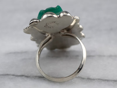 Carved Green Onyx Sterling Silver Ring