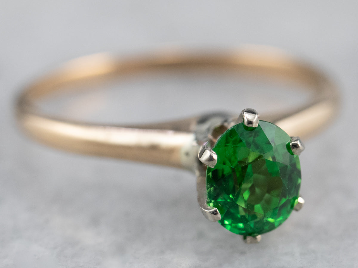 Tsavorite Garnet Gold Solitaire Ring