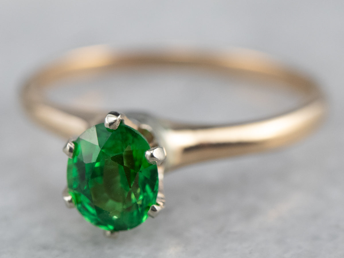Tsavorite Garnet Gold Solitaire Ring