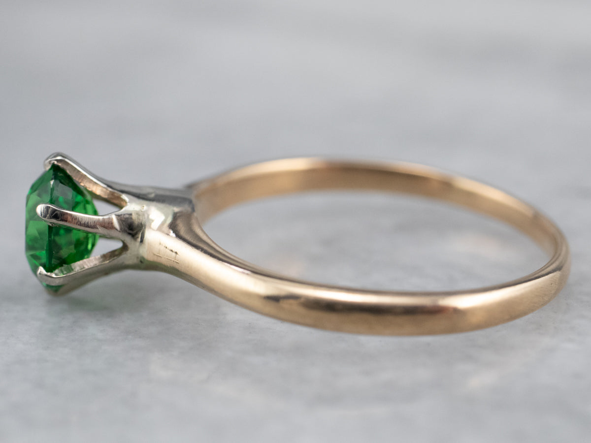 Tsavorite Garnet Gold Solitaire Ring