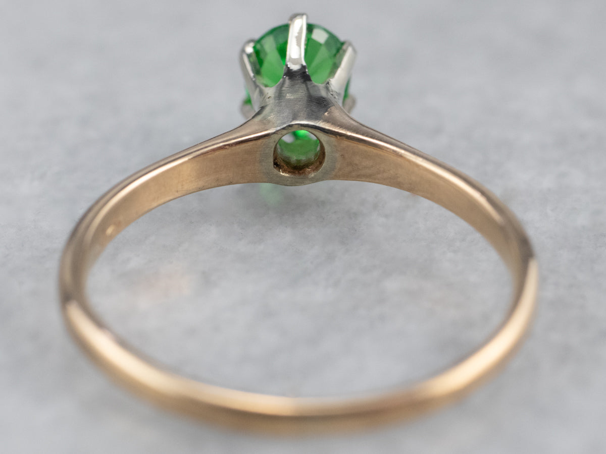 Tsavorite Garnet Gold Solitaire Ring