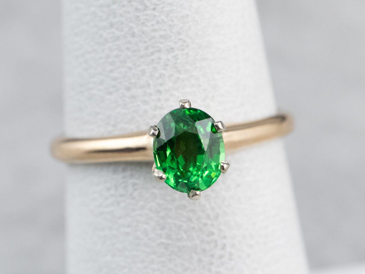 Tsavorite Garnet Gold Solitaire Ring