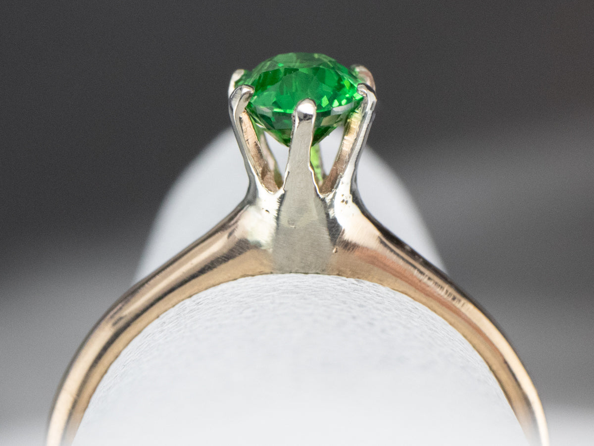 Tsavorite Garnet Gold Solitaire Ring