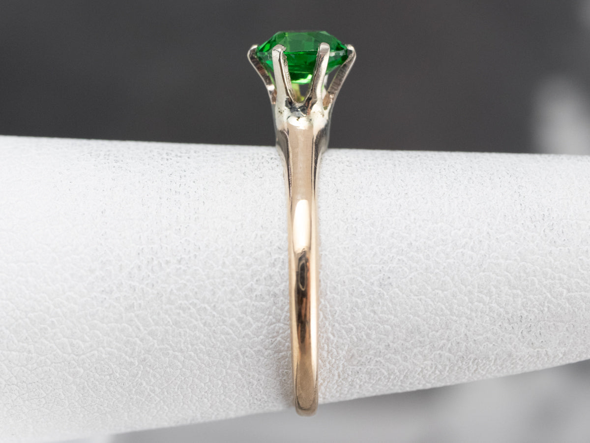Tsavorite Garnet Gold Solitaire Ring