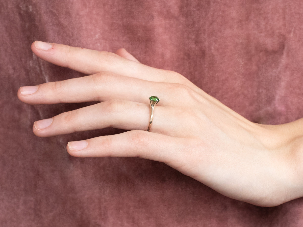 Tsavorite Garnet Gold Solitaire Ring
