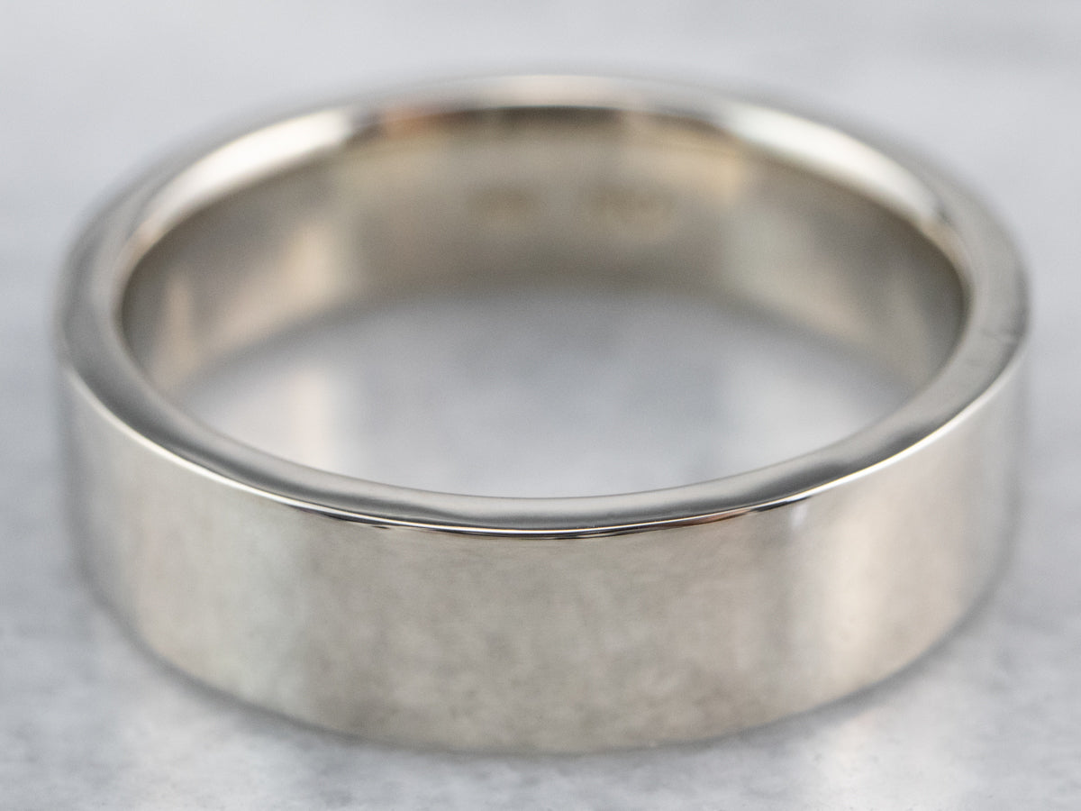 Straight Sided White Gold Wedding Band