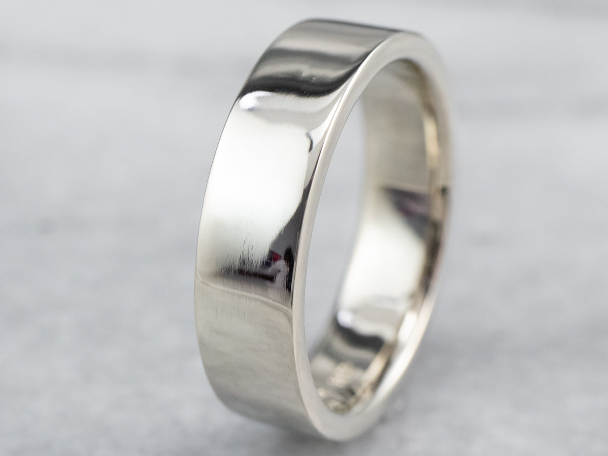 Straight Sided White Gold Wedding Band