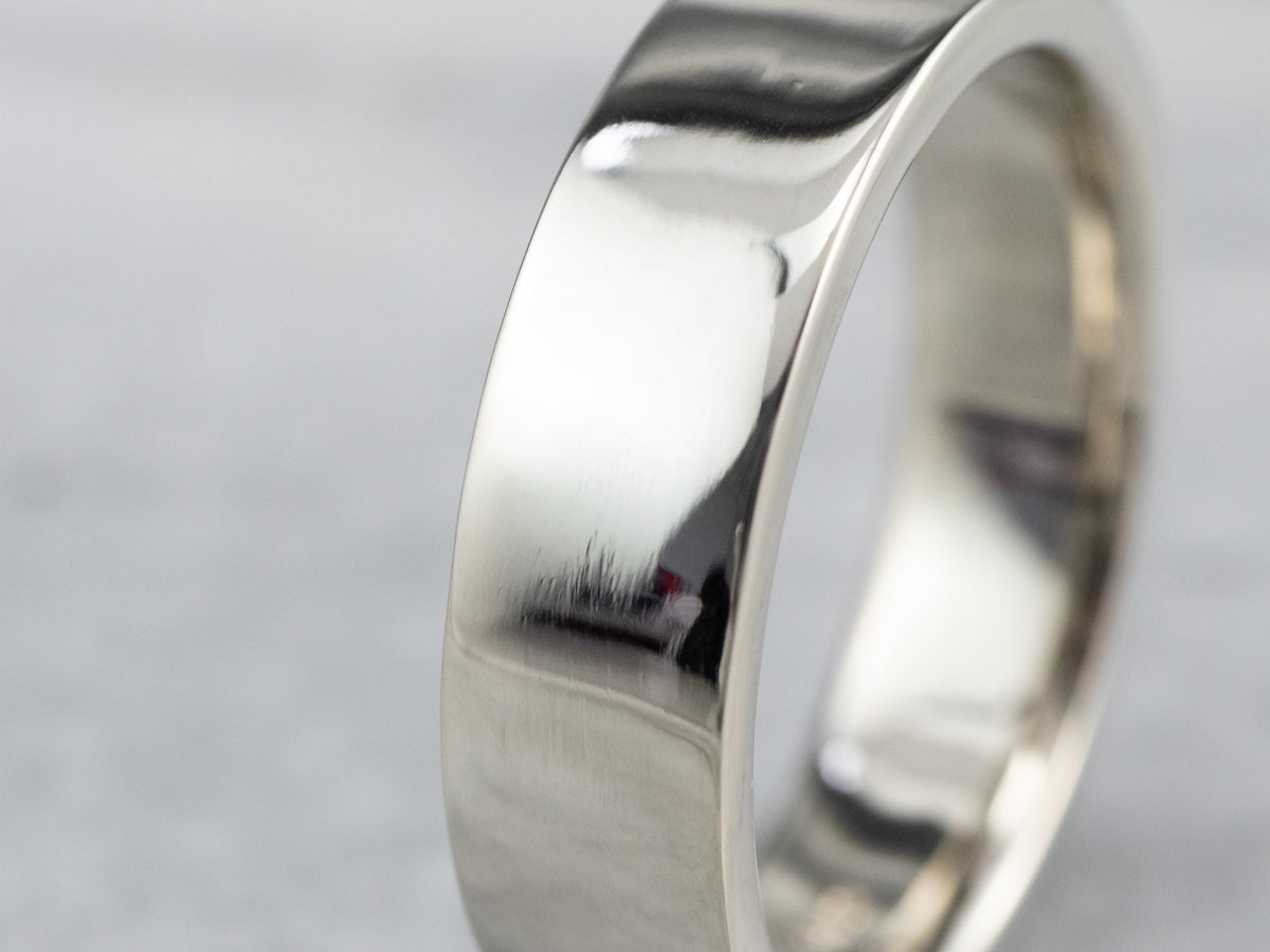 Straight Sided White Gold Wedding Band