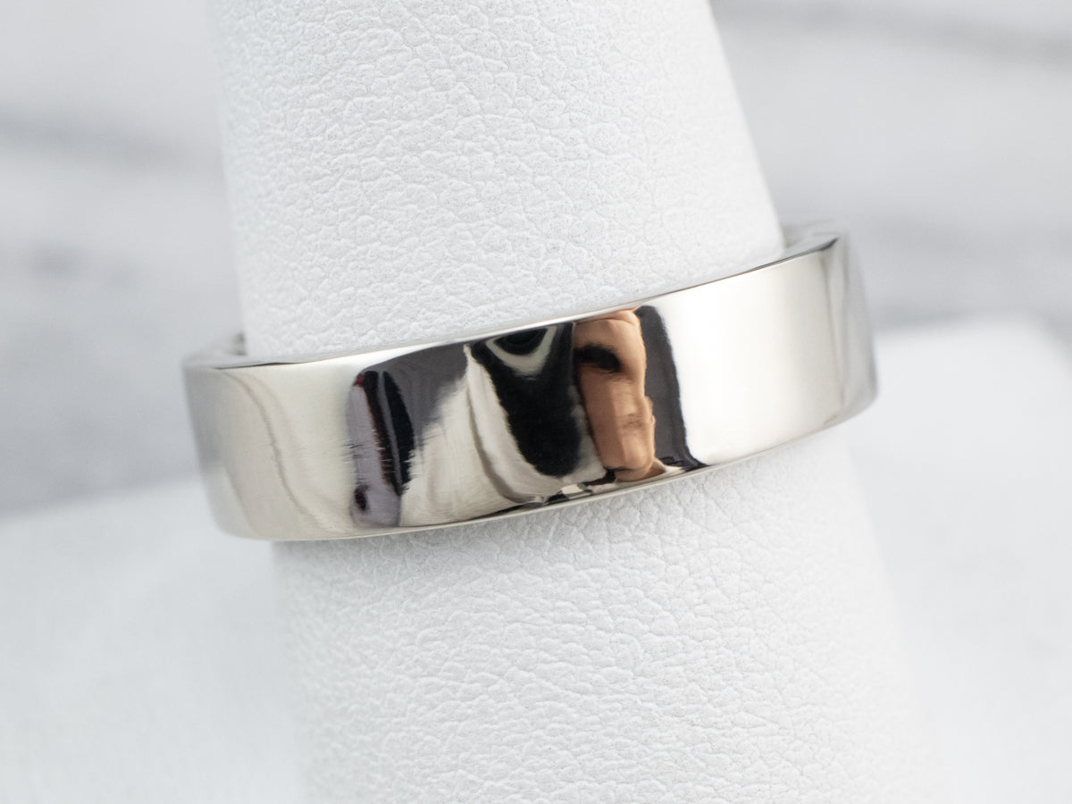 Straight Sided White Gold Wedding Band