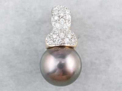 Lux Black Pearl and Diamond Pendant