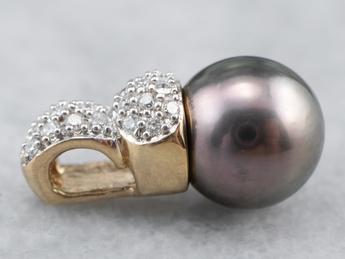 Lux Black Pearl and Diamond Pendant