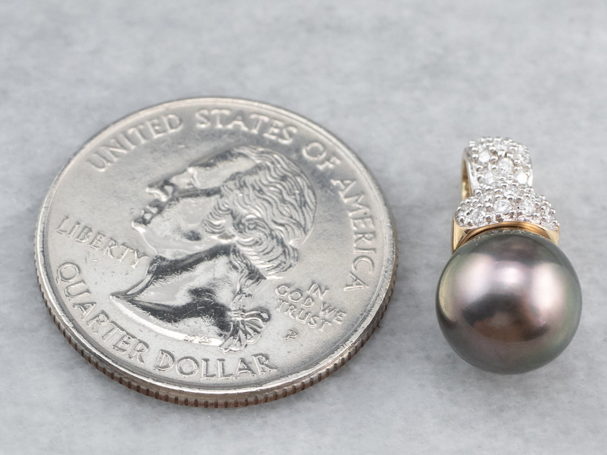 Lux Black Pearl and Diamond Pendant