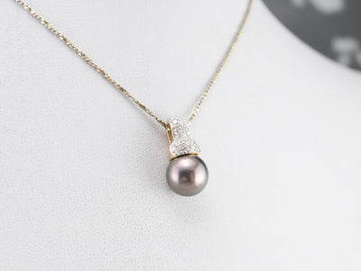 Lux Black Pearl and Diamond Pendant