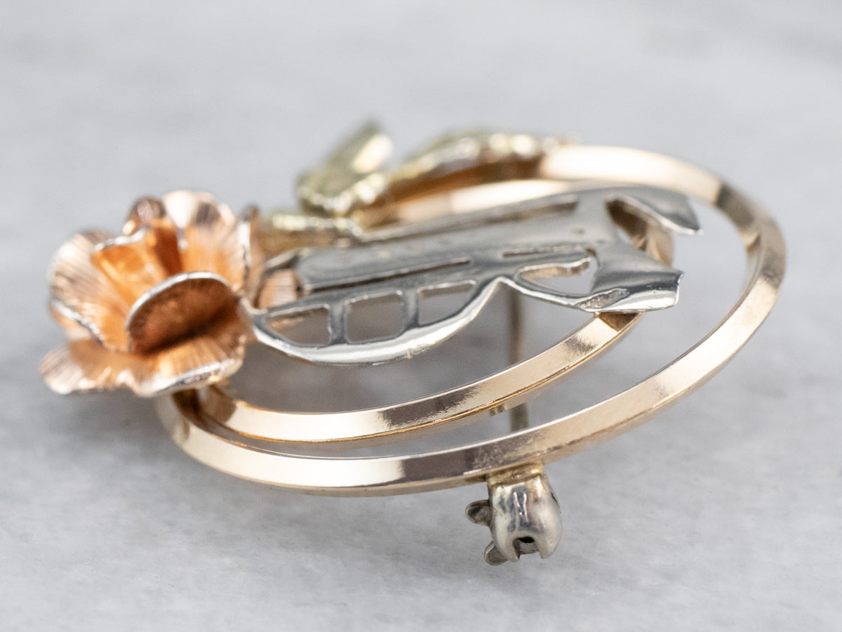 Monogram "G" Rose Brooch