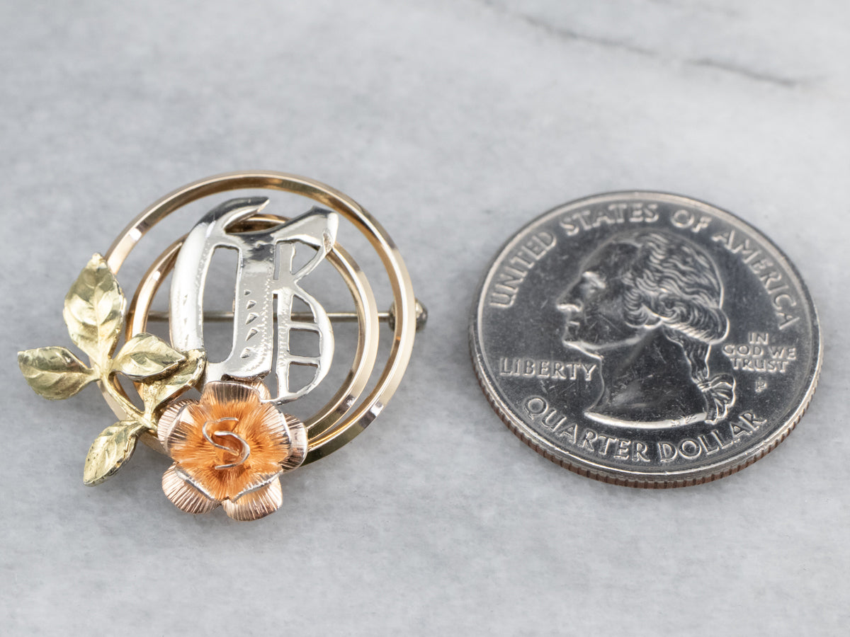 Monogram "G" Rose Brooch
