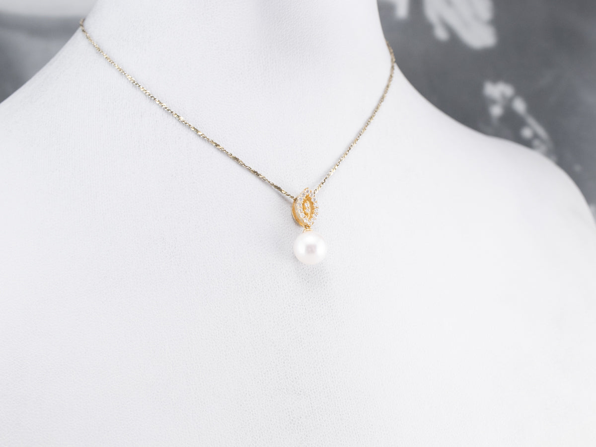 Pearl Diamond Gold Pendant