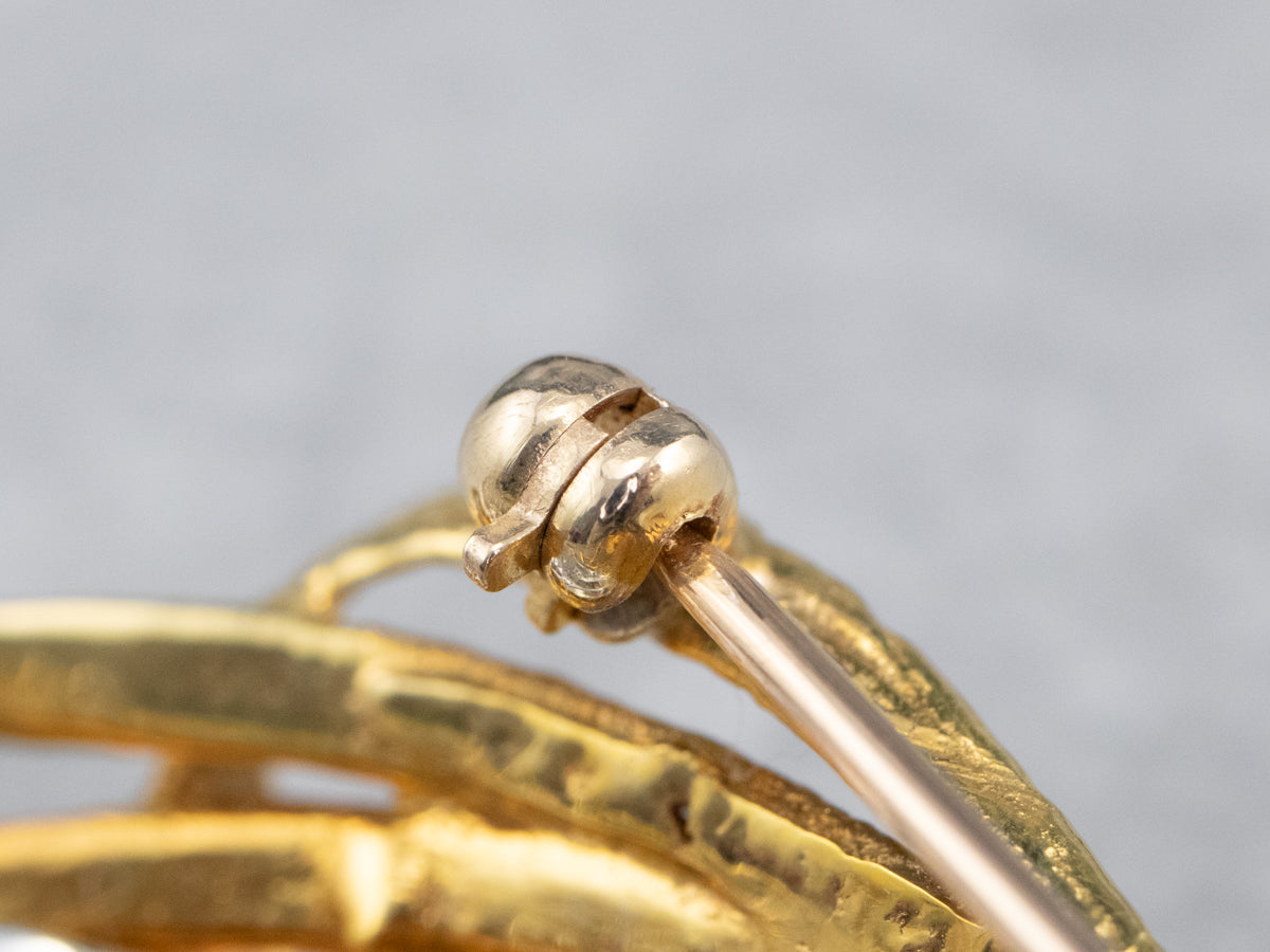 Diamond Bird Gold Platinum Statement Brooch