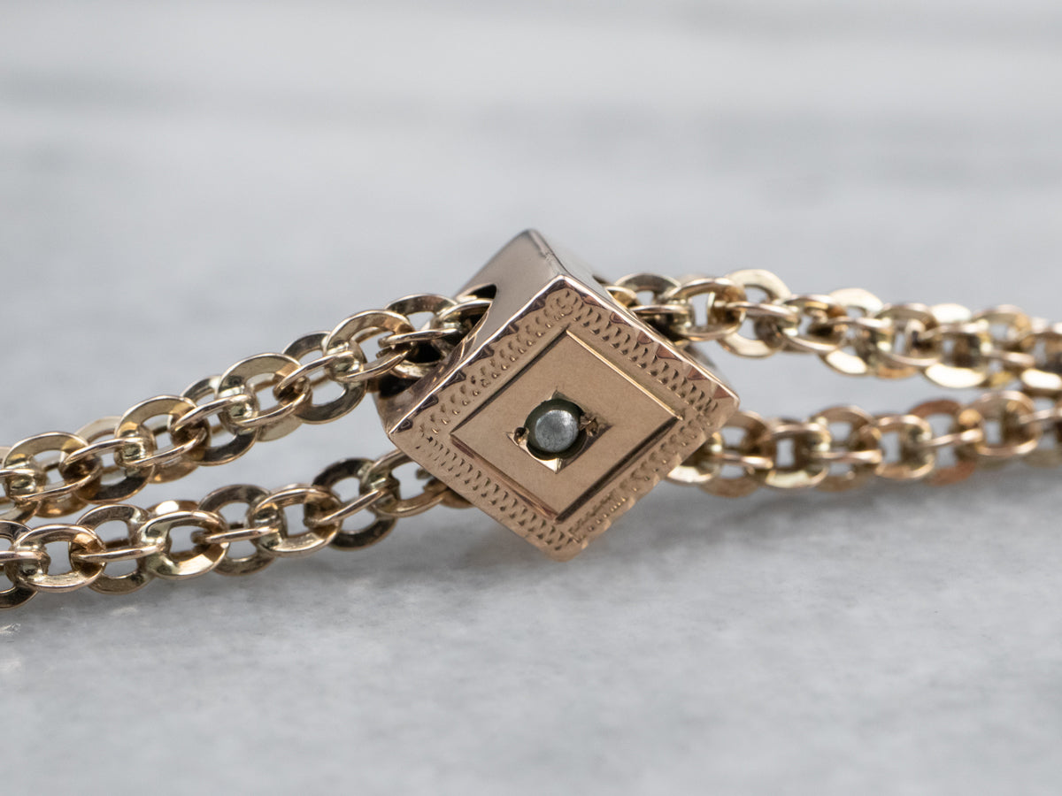 Collar lariat de cadena larga deslizante victoriana