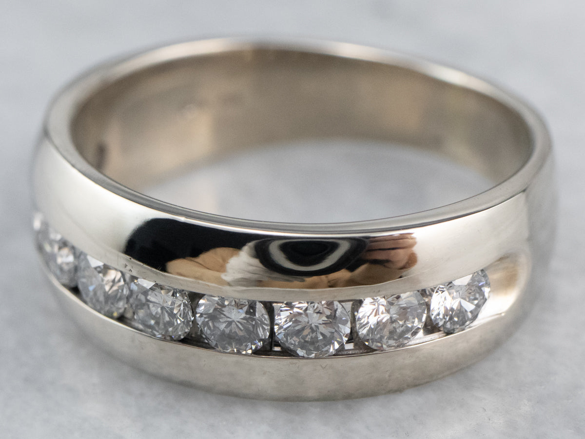 Channel Set Diamond White Gold Wedding Band