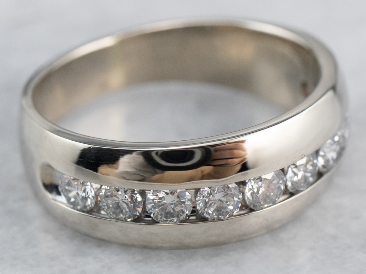 Channel Set Diamond White Gold Wedding Band