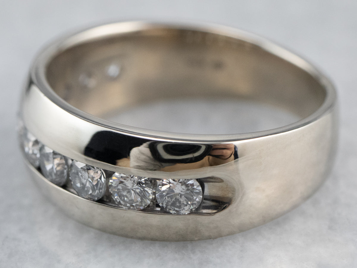 Channel Set Diamond White Gold Wedding Band