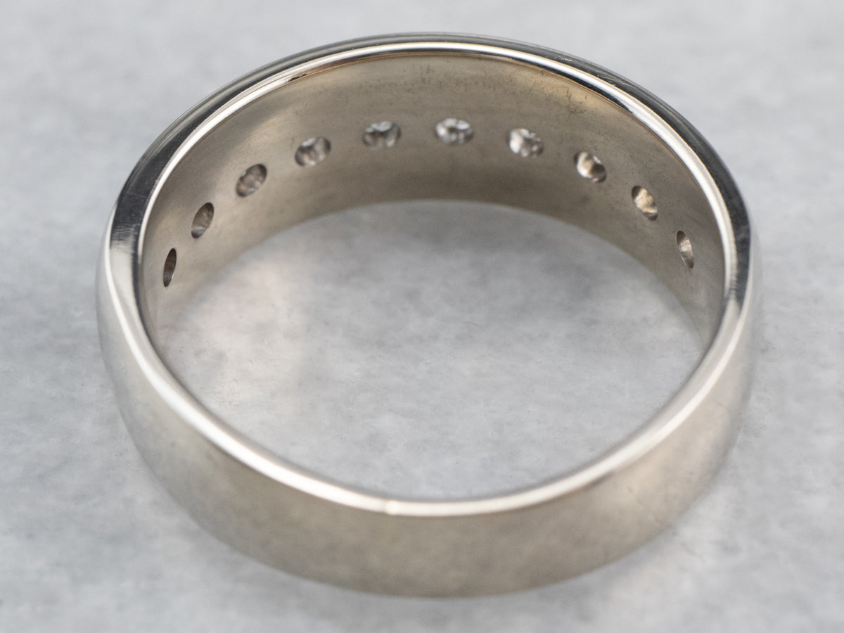 Channel Set Diamond White Gold Wedding Band