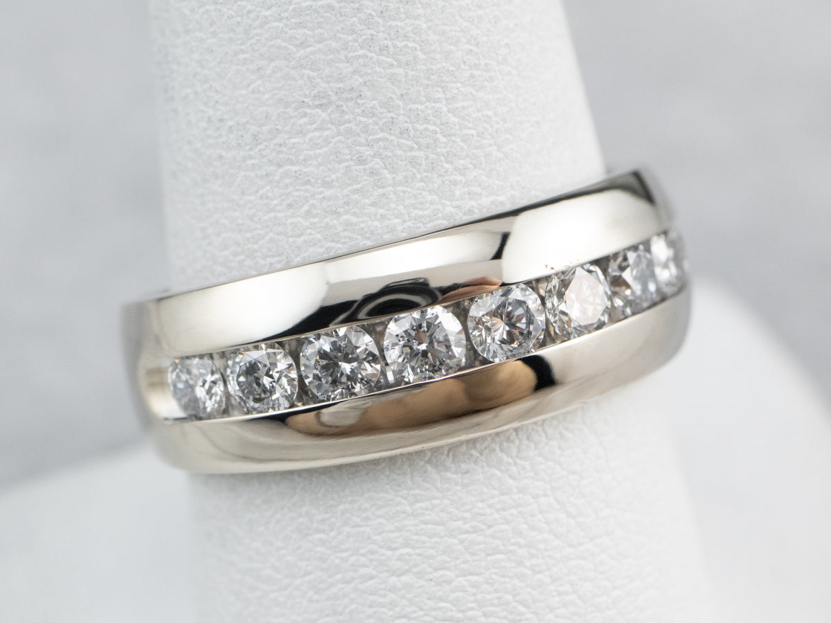 Channel Set Diamond White Gold Wedding Band