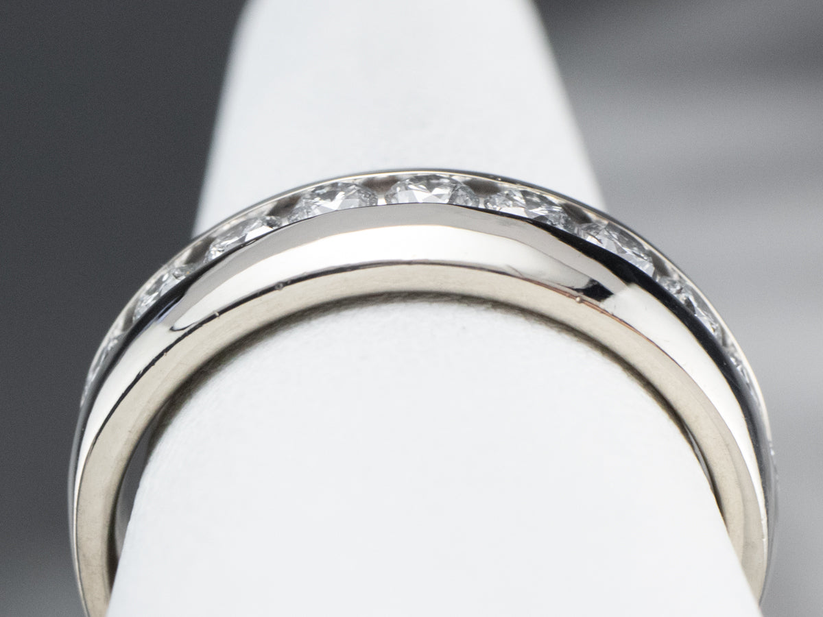 Channel Set Diamond White Gold Wedding Band