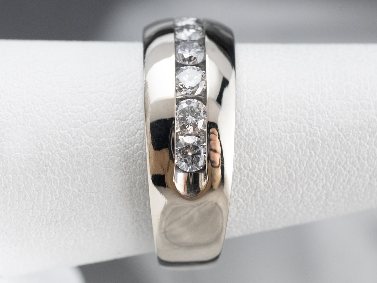 Channel Set Diamond White Gold Wedding Band