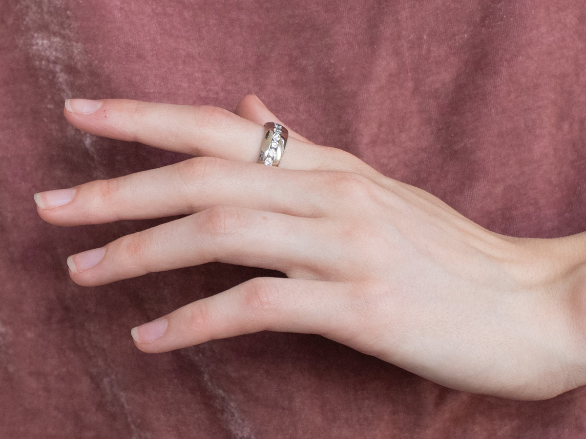 Channel Set Diamond White Gold Wedding Band