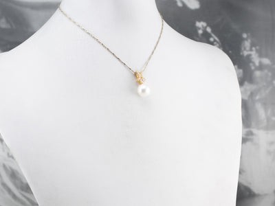 Pearl Diamond Gold Drop Pendant