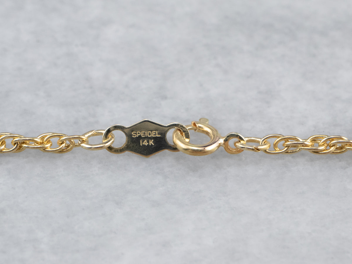 Collar de cadena de cuerda de oro de 14 quilates