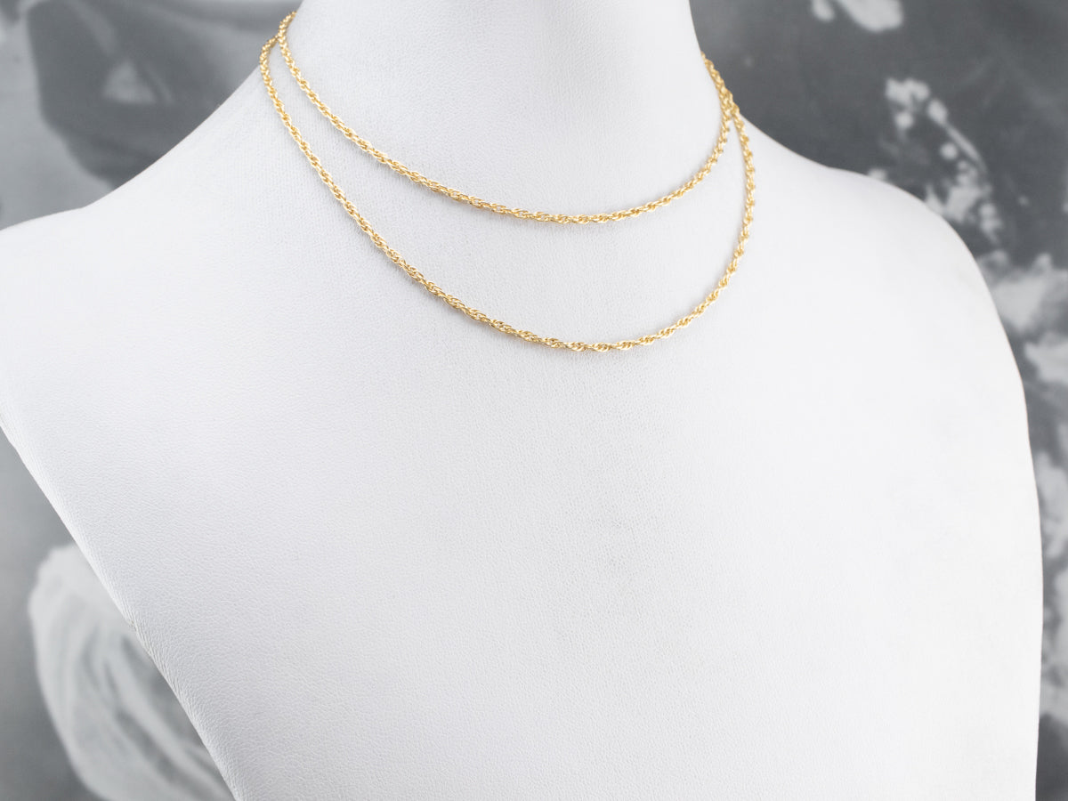 Collar de cadena de cuerda de oro de 14 quilates