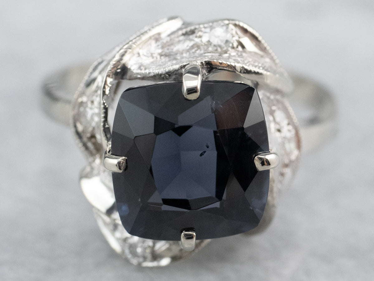 Retro Era Spinel and Diamond Ring