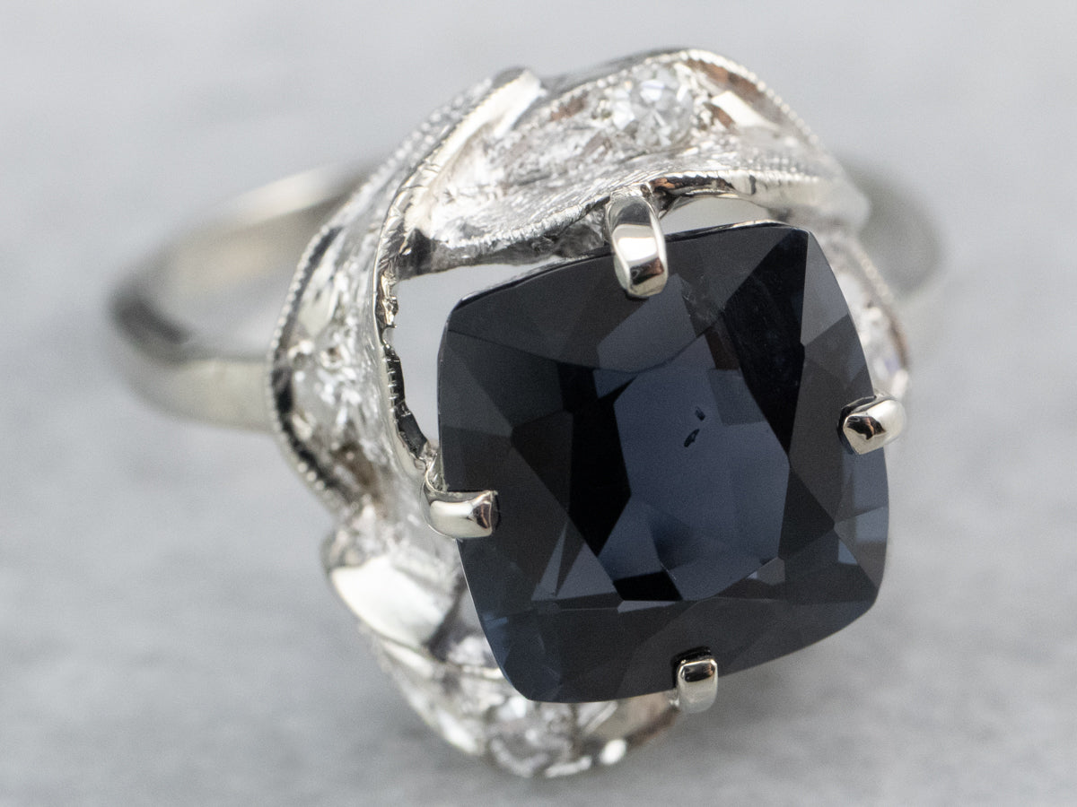 Retro Era Spinel and Diamond Ring