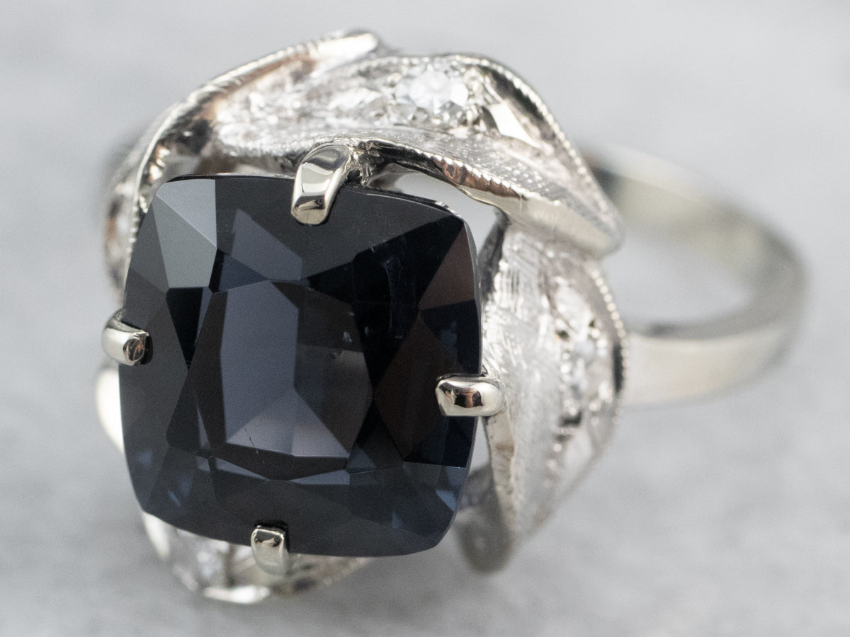 Retro Era Spinel and Diamond Ring
