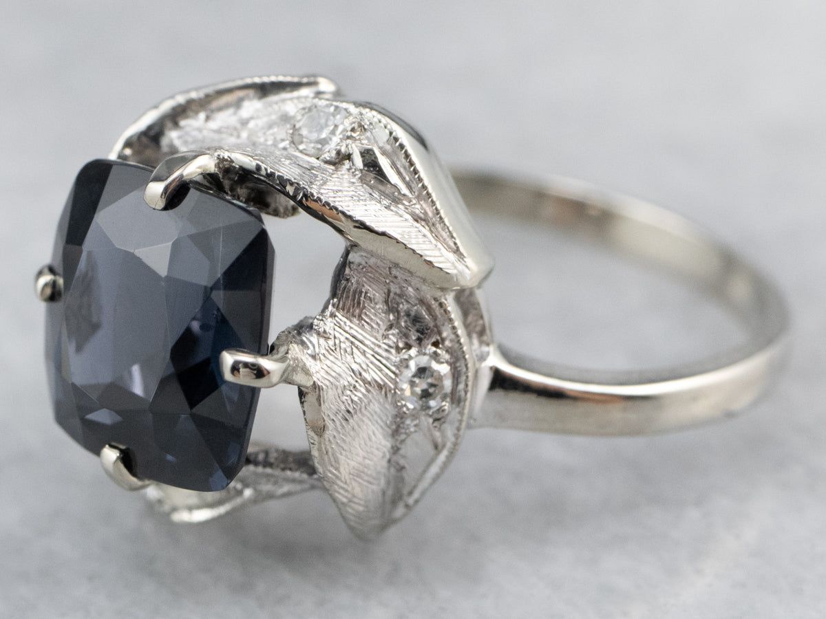 Retro Era Spinel and Diamond Ring