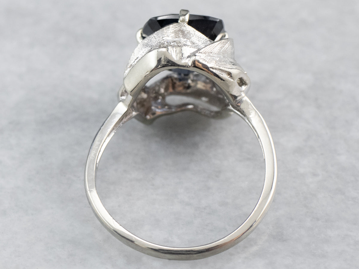 Retro Era Spinel and Diamond Ring