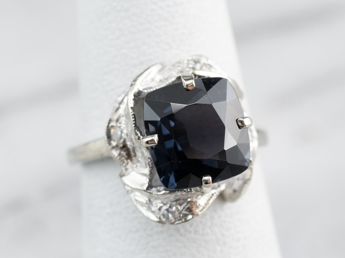 Retro Era Spinel and Diamond Ring