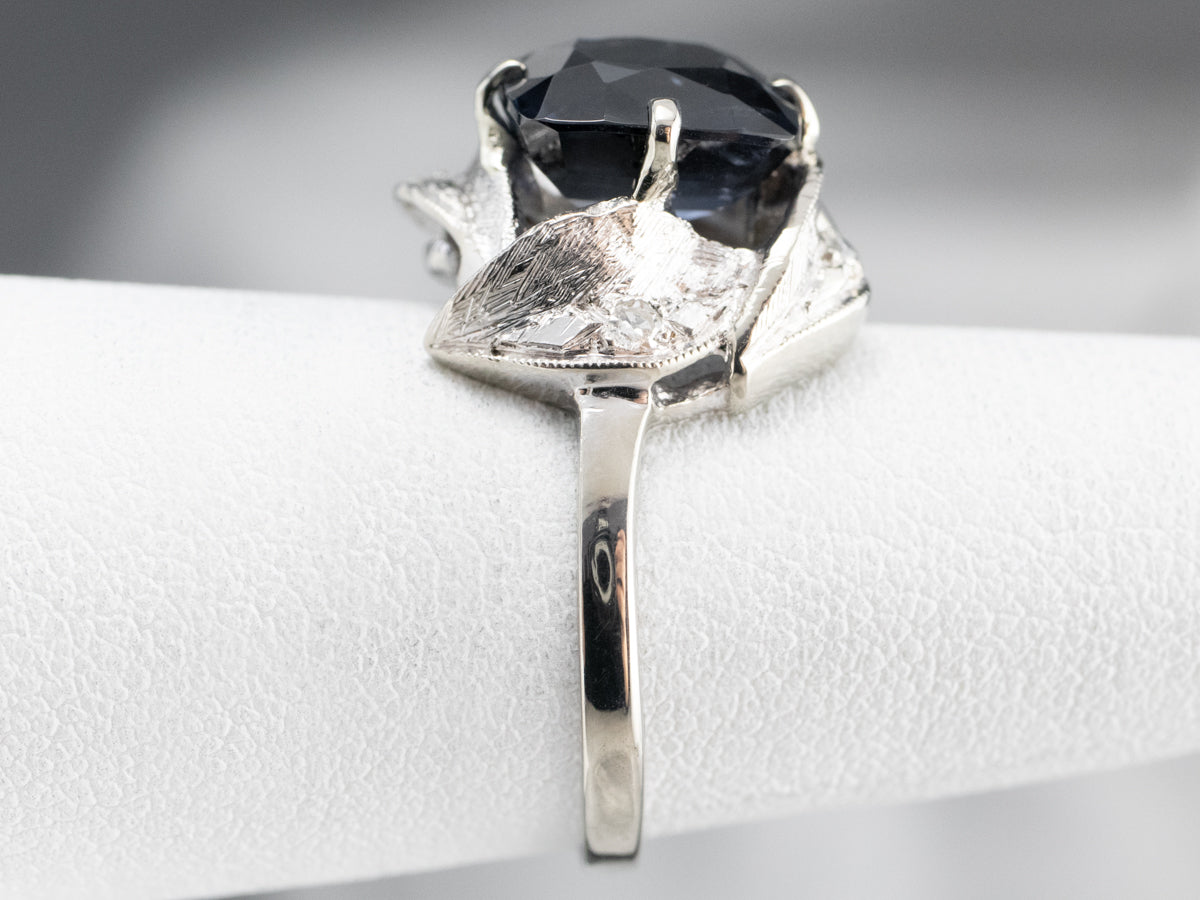 Retro Era Spinel and Diamond Ring