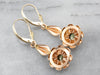 Rose Gold Mali Garnet Flower Drop Earrings