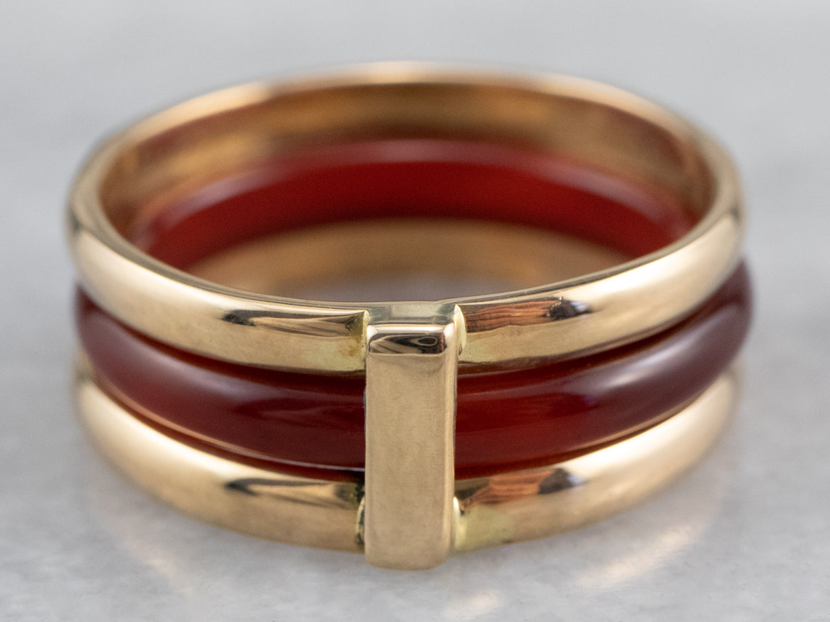 Banda apilable de cornalina y oro