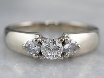 Three Diamond White Gold Engagement Ring