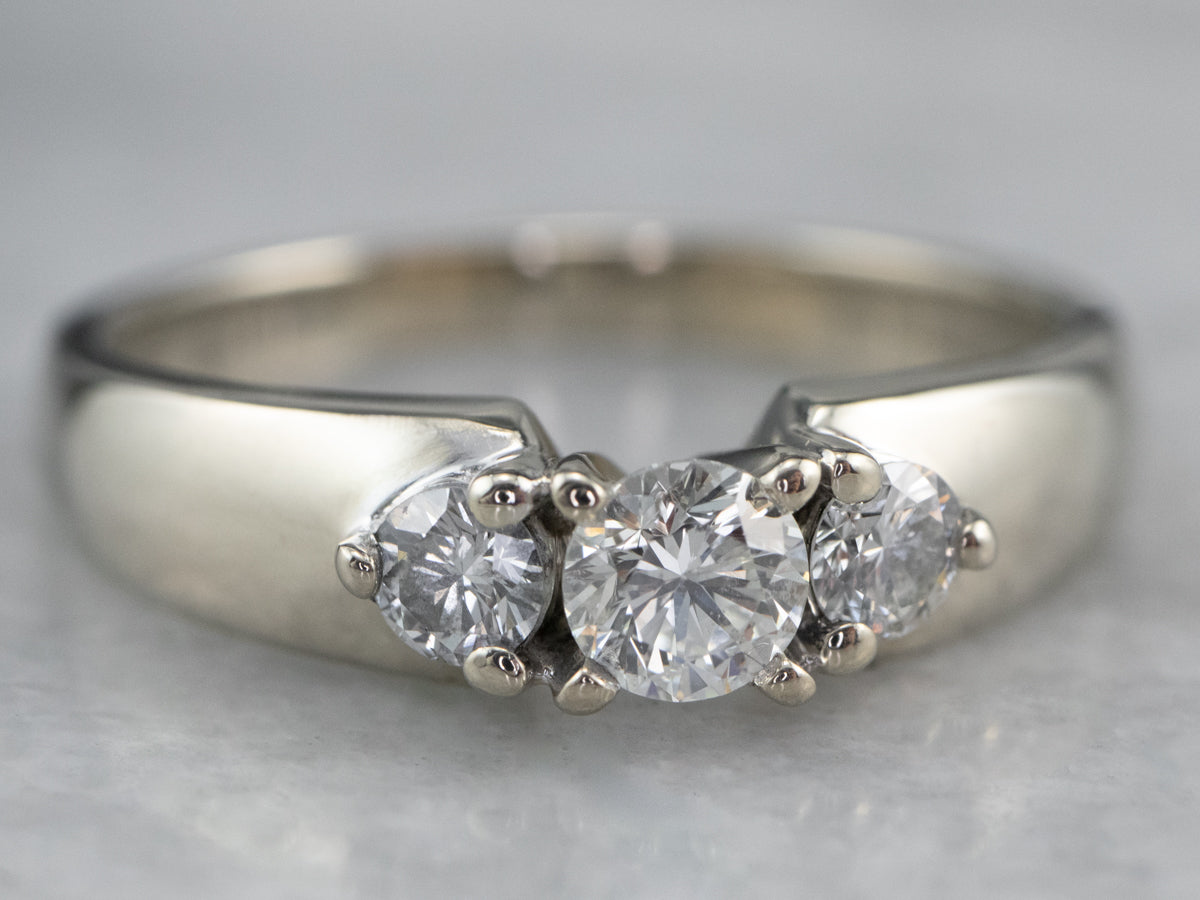 Three Diamond White Gold Engagement Ring