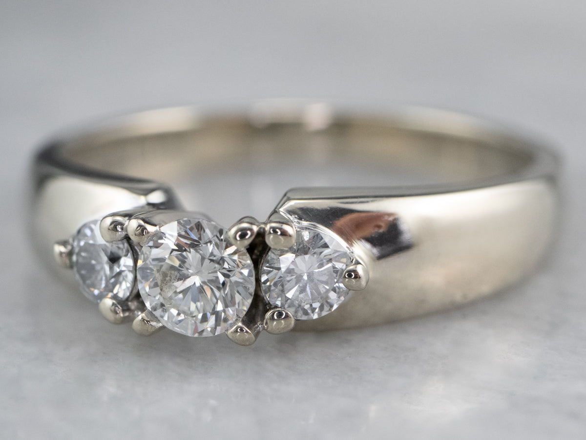 Three Diamond White Gold Engagement Ring