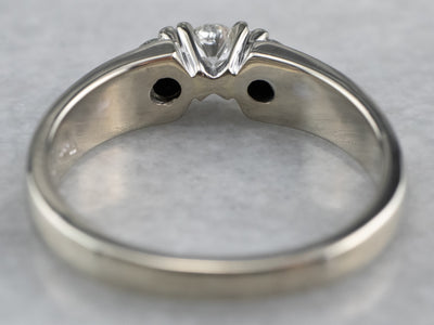 Three Diamond White Gold Engagement Ring