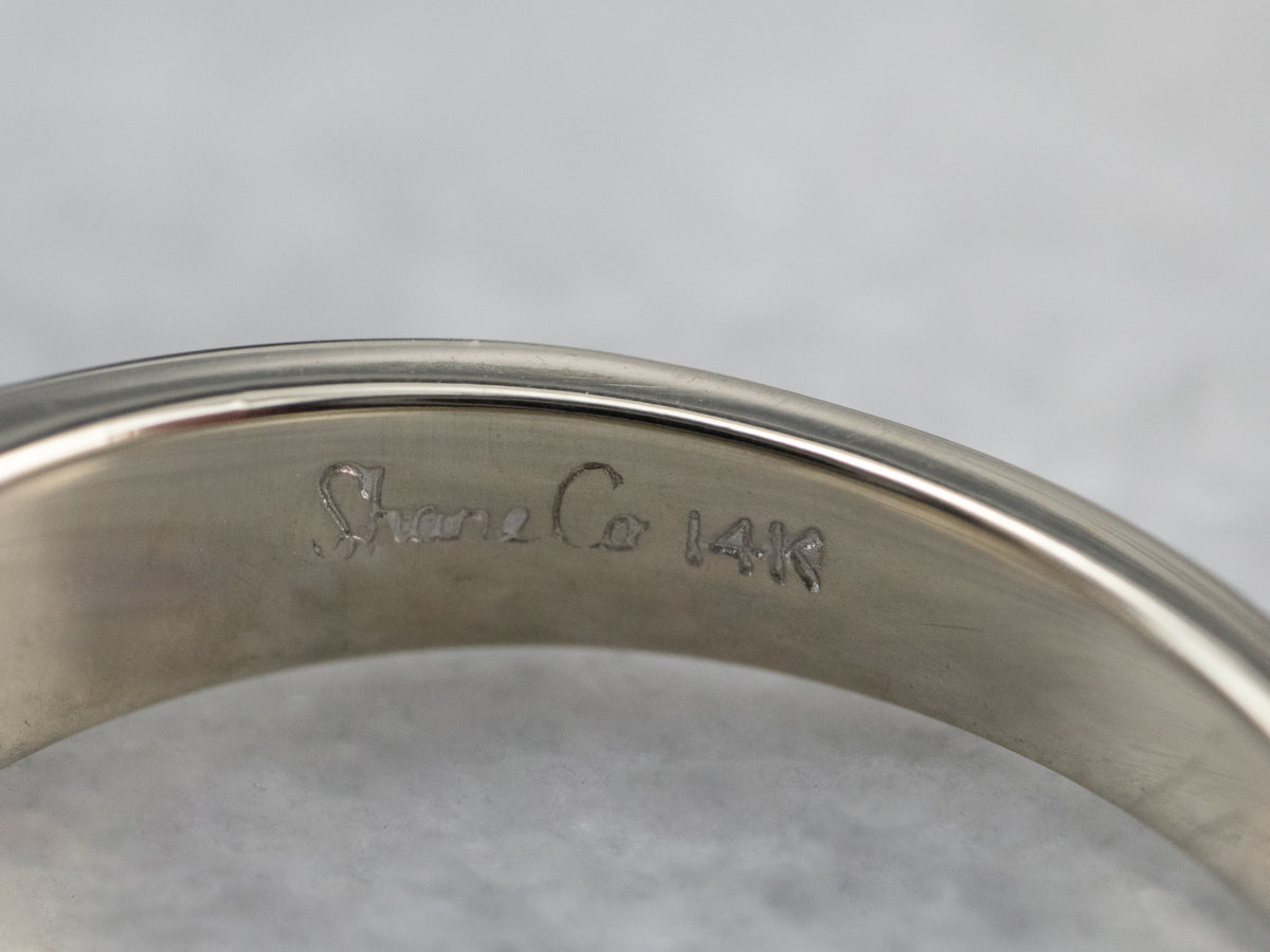 Three Diamond White Gold Engagement Ring