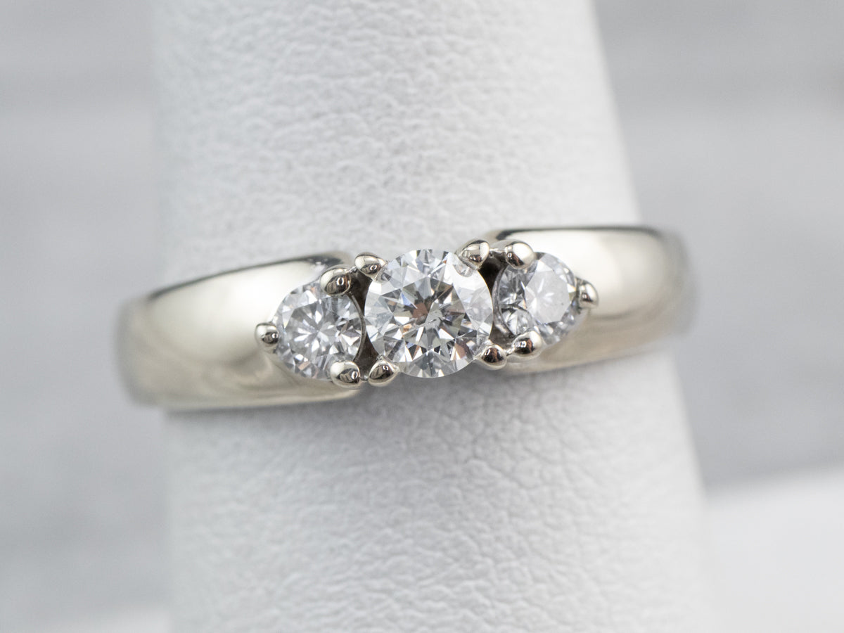 Three Diamond White Gold Engagement Ring